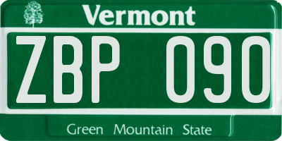 VT license plate ZBP090