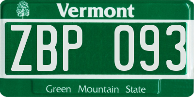 VT license plate ZBP093