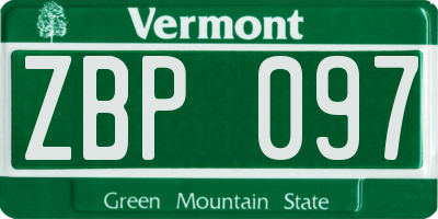 VT license plate ZBP097