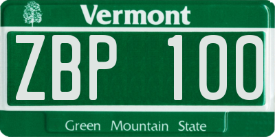 VT license plate ZBP100