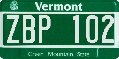 VT license plate ZBP102