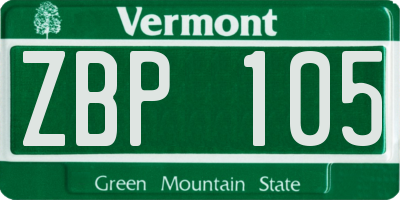 VT license plate ZBP105