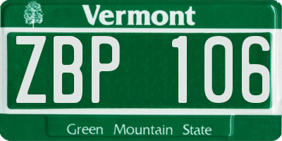 VT license plate ZBP106