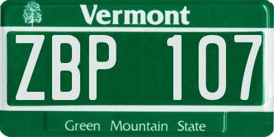 VT license plate ZBP107