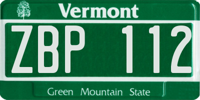 VT license plate ZBP112