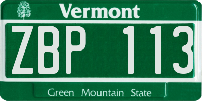 VT license plate ZBP113
