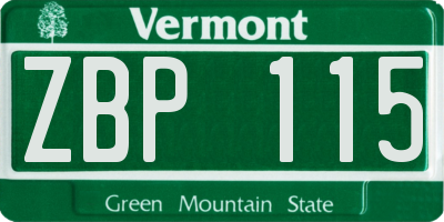 VT license plate ZBP115