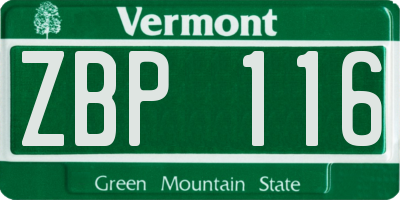 VT license plate ZBP116