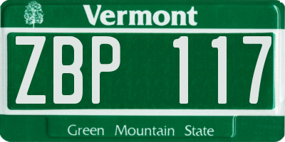 VT license plate ZBP117