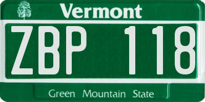 VT license plate ZBP118