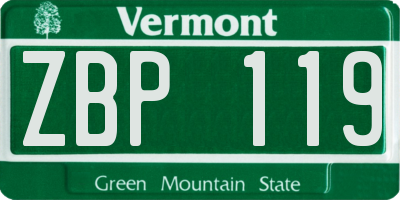 VT license plate ZBP119