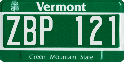 VT license plate ZBP121