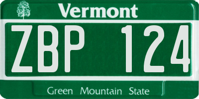 VT license plate ZBP124