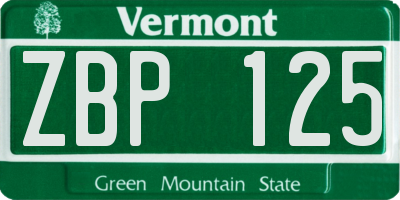 VT license plate ZBP125