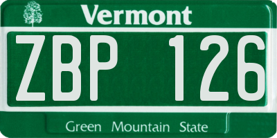 VT license plate ZBP126