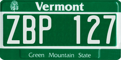VT license plate ZBP127