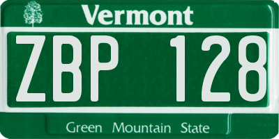 VT license plate ZBP128