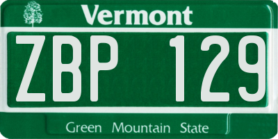 VT license plate ZBP129