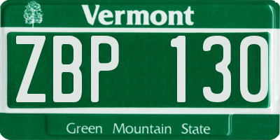 VT license plate ZBP130