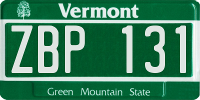 VT license plate ZBP131