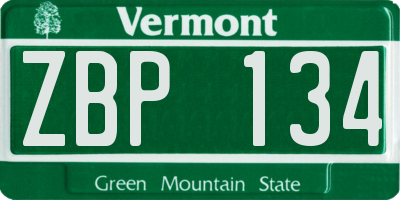 VT license plate ZBP134