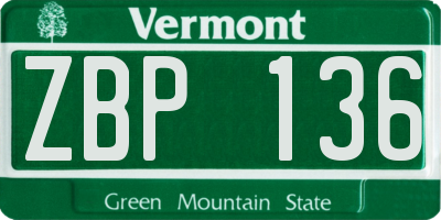 VT license plate ZBP136