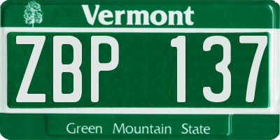 VT license plate ZBP137