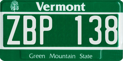 VT license plate ZBP138