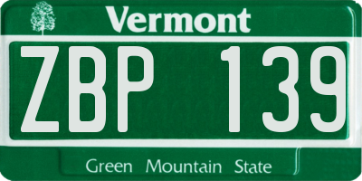 VT license plate ZBP139