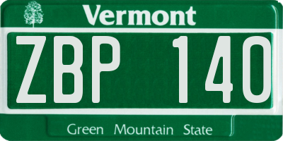 VT license plate ZBP140
