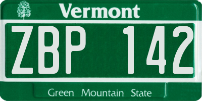 VT license plate ZBP142