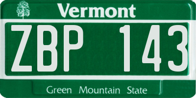 VT license plate ZBP143