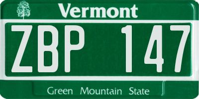 VT license plate ZBP147