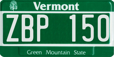 VT license plate ZBP150