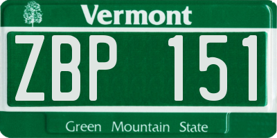VT license plate ZBP151