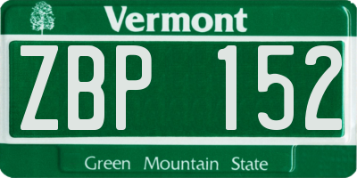 VT license plate ZBP152
