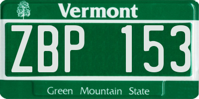 VT license plate ZBP153