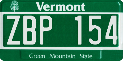VT license plate ZBP154