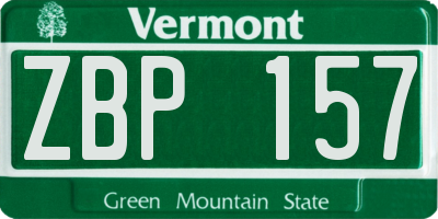 VT license plate ZBP157