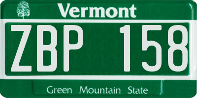 VT license plate ZBP158