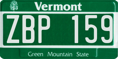 VT license plate ZBP159