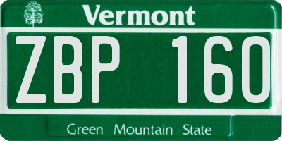 VT license plate ZBP160