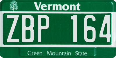 VT license plate ZBP164