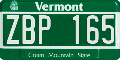 VT license plate ZBP165