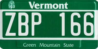 VT license plate ZBP166
