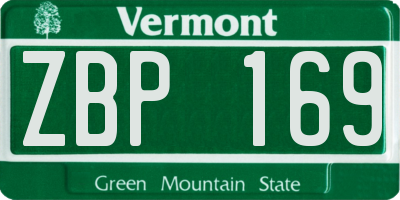 VT license plate ZBP169