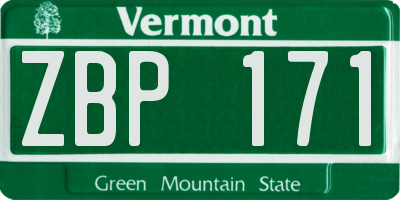 VT license plate ZBP171