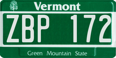 VT license plate ZBP172