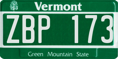 VT license plate ZBP173