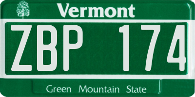 VT license plate ZBP174